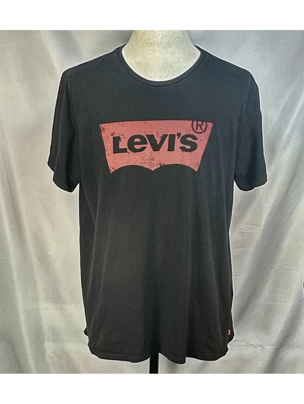 Levis Crew Neck Classic Red Logo T-Shirt Black Mens XL